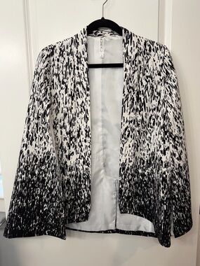 Mural Black and White Ombre Abstract Pattern Cape Blazer
